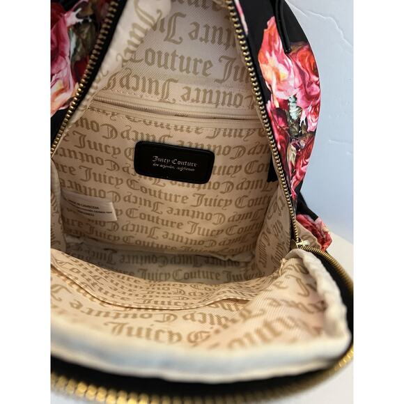 Juicy couture Backpack Roses Black Pink Floral Small Gold Hardware Nylon main image 15